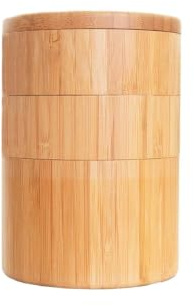 LuoAXINN Saliera in legno Saliera con coperchio girevole, contenitore for spezie da cucina chiusura magnetica for sale marino, ed erbe aromatiche(3 Tier)