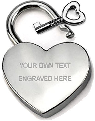 Argenté Cœur Cadenas gravé votre propre texte personnalisé