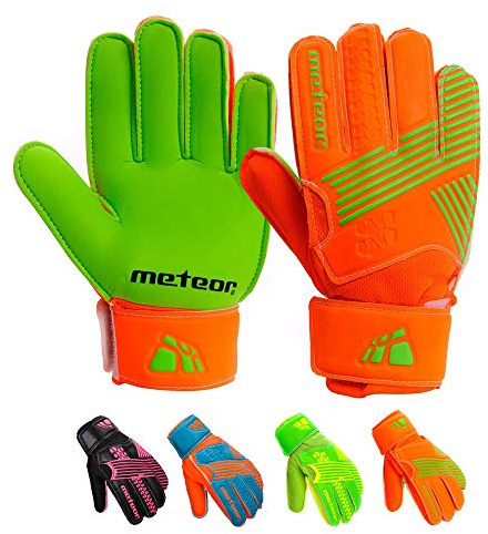 Catch Fotboll torvavantar för barn spelarhandskar Herar fotbollshandskar damer torman handskar skyddar fingrar tormanshandskar pojkar Torwart spelare handskar catch (#5, Orange)
