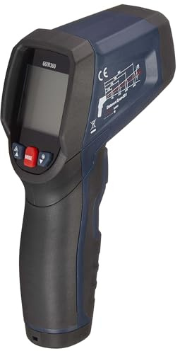 Amazon Basics Infrarot-Thermometer mit Kreislaser, strapazierfähig, Typ-K-Sonde, einstellbarer Emissionsgrad, Schwarz