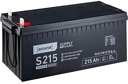 Accurat AGM Batterie S215-12V, 215Ah, zyklenfest, wartungsfrei, Blei Akku