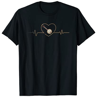 Banjo Music Player Heartbeat Banjo Guitar T-Shirt