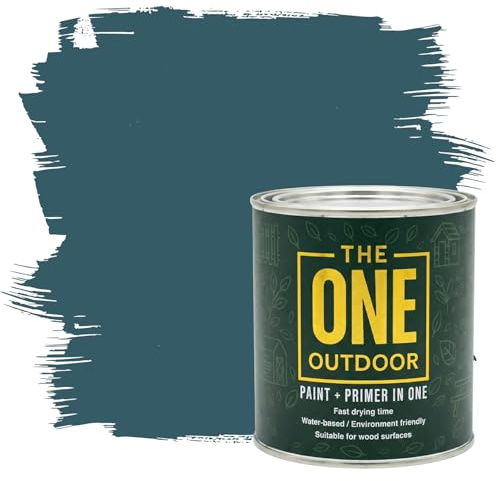 THE ONE Outdoor Paint - Teal, 1 Litre | Durable Exterior Paint for Wood, Metal & Masonry | Weather Resistant Finish