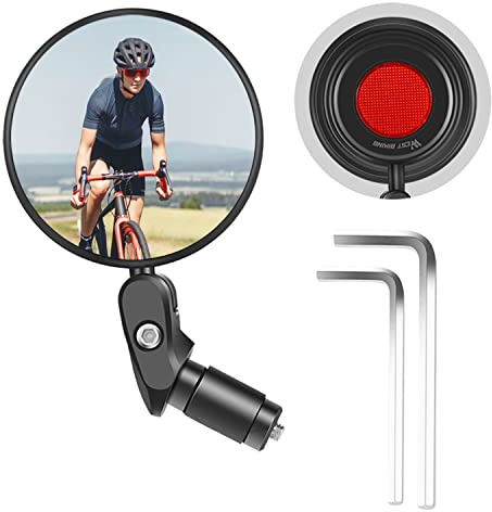 PengGengA Lenkerenden Fahrradspiegel Verstellbarer 360° Drehbar Convex Fahrrad-Seitenspiegel Mountainbike Rennräder (Schwarz, 15x8.7cm)