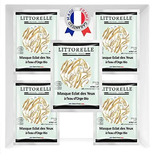 Littorelle - Augenmaske - Bio-Zertifiziert - Augenpatch 360° - Gegen Augenringe, Tränensäcke, Anti-Aging - Spendet Feuchtigkeit, glättet, mattiert- Made in France – 99% Natürlichen Ursprung- 5 Stücke