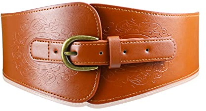 Namzi Ceinture corset pour femme, ceintures larges épaisses pour robes de femme, ceintures pour femme, ceintures pour femme, ceintures larges en cuir, marron, Adjust from 30-36 inches / 76-92 CM
