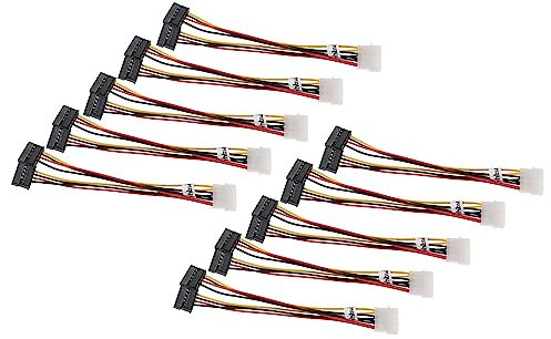vhbw 10x Cable de Corriente Y a 2X SATA (h) para Disco Duro, Fuente de alimentación - 12 cm