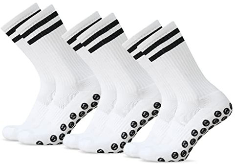CalmGeek Fußballsocken Sportsocken mit Noppen 3 Paar Grip Socken Fussball Größe 39-46, Outdoor Sport Laufsocken Kompressionsstretch Socken für Fussball Basketball Hockey Laufen Bergsteigen Marathons