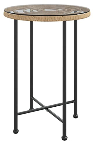 vidaXL Esstisch Gartentisch Terrassentisch Garten Terrasse Bistrotisch Gartenmöbel Balkontisch Glastisch Tisch Stahlrahmen Ø55cm Hartglas Stahl