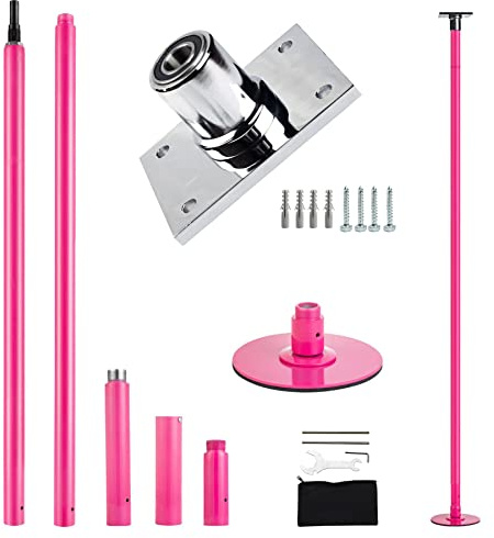 PRIORMAN Permanent Dance Pole with Fixed Plate Dancing Pole for Home Dance Pole with Ceiling Mount and Extension Accessories More Safety and Stability (Pink)