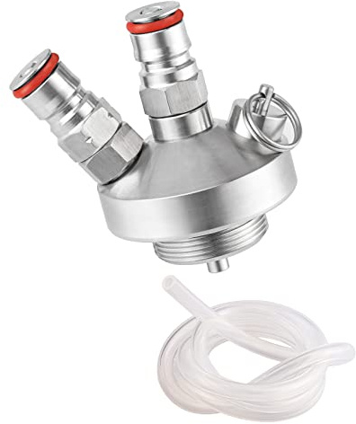 Mini dispensador de barril de doble bola con bloqueo de bola, lanza de barril de acero inoxidable con manguera de cerveza de 40 pulgadas para elaboración casera de cerveza mini barril de cerveza