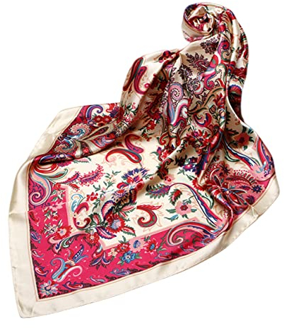 FAIRYGATE Damen Bandana Seidentuch Kopftuch Hijab Tuch Quadrates Bedrucktes 61022