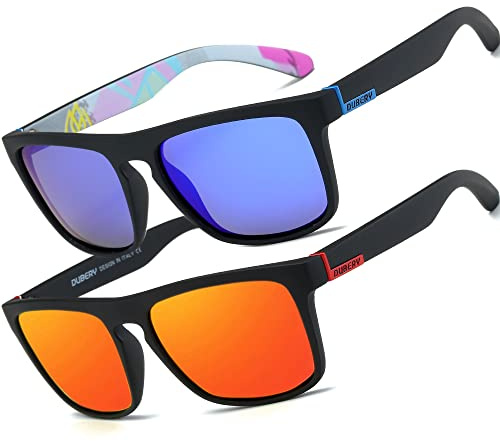 HGDGears Occhiali da sole polarizzati per uomini donne guida ciclismo pesca retrò occhiali da sole protezione UV（Profondo Blu+Rosso）