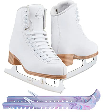 Jackson Classic JC500 Figure Ice Skates Womens 4 Bundle with Skate Guards
