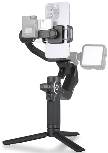 FeiyuTech SCORP Mini-P [Ufficiale] Stabilizzatore Smartphone,3 assi Gimbal Smartphone per iphone 15 Pro Max Android,Stabilizzatore video VLOG,YouTube,TikTok,Nero