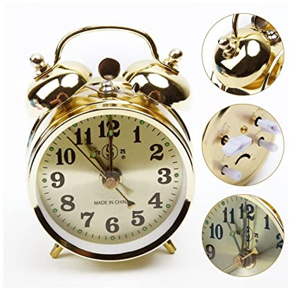 HASMI Sveglia Analogica 7 cm Meccanico Orologio Sveglia Oro Manuale Sveglia Sveglia Orologio in Metallo Vintage Carino Sveglia for la Decorazione Domestica Sveglia da Comodino Analogica