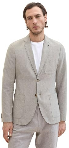 TOM TAILOR Herren Sakko aus Leinen, 34607 - Smokey Olive Green Chambray, 50