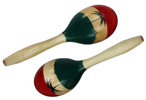 NEDLON 2er-Pack Holz-Maracas Mit Musik, Bemaltes Hölzernes Maraca-Handschlaginstrument, Fiesta-Party-Dekorationen Für Musikalischen Spaß (Color : B)