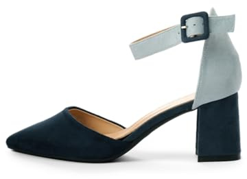 Rio Fiore Zapatos de tacón para mujer, negro/blanco/gris/azul/beige/topo/verde/fucsia/violeta/rojo, tacón de bloque de 7,5 cm, cómodos zapatos de tacón con correa, suave ante sintético/piel sintética