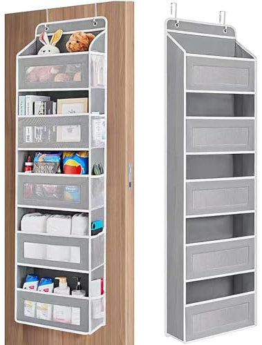 DDGAO Over Door Storage Hanging Organiser - 5 Clear Window Pockets Organizer For Toys, Wallets And Towels (Upgrade)