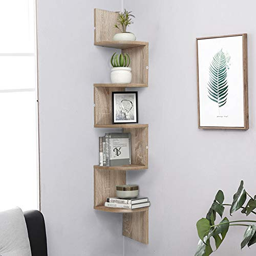 XDAILUYYDS Schweberegale, Eckregal, Wandregal aus Massivholz, Mordern Wandregal Ecke Hängende Rack Dekorative Rack, Hängeaufbewahrung für Küche, Schlafzimmer, Wohnzimmer (Eiche)