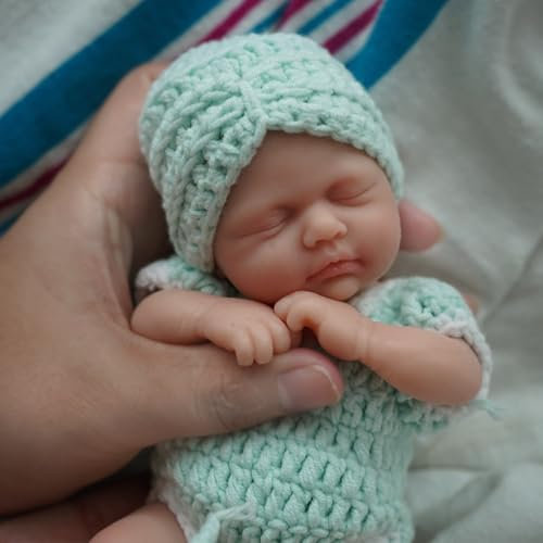 MYREBABY Reborn Baby Doll 7 Inch Silicone Doll Girl Daisy Mini Realistic Newborn Baby Dolls Silicone Full Body Stress Relief-01
