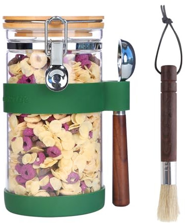 Ken's Kitchen Barattolo Per Caffè Ermetico 1,2 L, Con cucchiaio dosatore per caffè Pennello per caffè, Barattoli Sale Zucchero Caffè Per Tè, Noci, Cacao, Rimanere Più A Lungo E Fresco