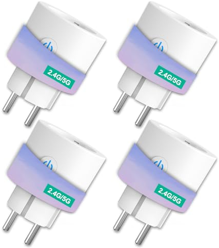 Presa Smart 5GHz Wifi, ANTELA Presa Intelligente, Presa Temporizzata(Type F), Prese con Monitoraggio Energia, Controllo Remoto, Compatibile con Alexa/Google Home, 16A 3680W, 4Pz