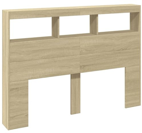 vidaXL LED-Kopfteil mit Ablagen Sonoma-Eiche 140x17x102 cm