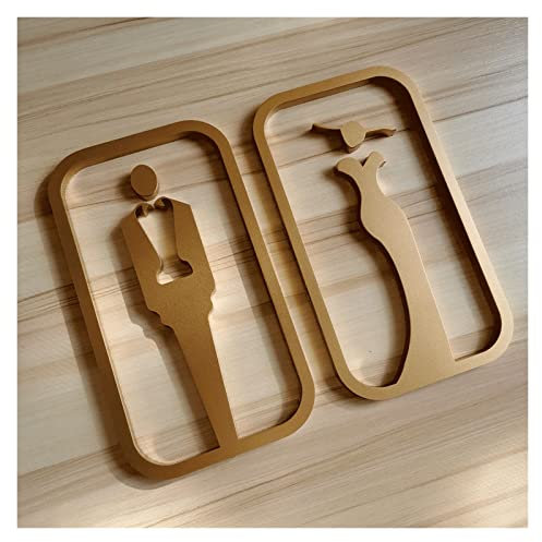 CHFYIJYHM Acryl-Badezimmerschild for Männer und Frauen, Deko-Figuren-Set – modernes Toilettenschild for Männer und Frauen – Badezimmer-Türschilder – Toiletten-WC-Schilder for Unternehmen(Gold)