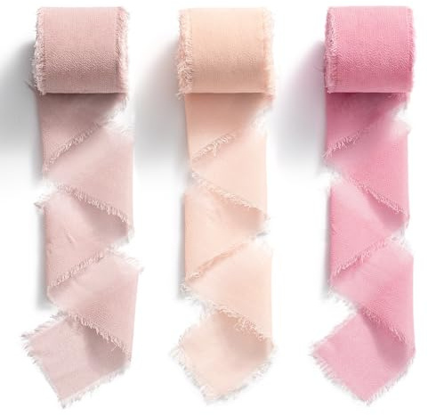 Chiffonband Schleifenband Hochzeit Geschenkband Breit 3,8 cm x 23 m (Apricot Rosa, 3,8 cm x 6,4 m)