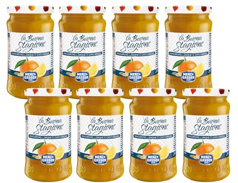 Menz&Gasser, Marmellata di Mandarino, Limone e Cardamomo, La Buona Stagione Lavorata con Passione in Trentino-Südtirol, Naturalmente Senza Glutine, Vegan, 8 x 240 g