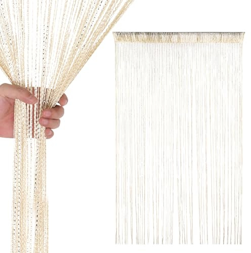 WedDecor Fadenvorhänge, Fransenvorhänge für Türen, Hintergründe und Feiern, perfekt für Hochzeiten, Partys, Fensterblenden und Trennwände, 100 x 200 cm, elfenbeinfarben