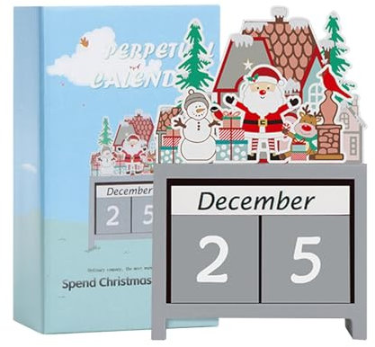 Tischkalender, Holztafeln, Winter-Urlaubsdekoration, Urlaubskalender, Heimtischdekoration, Küchenkalender, Holzblöcke, Tischkalender für Feiertage