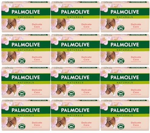 Palmolive Soap Bar Almond 90g Pack of 12 Gentle Cleansing Soap Enriched with Almond Oil for Soft and Nourished Skin Ideal for Daily Use Natural Moisturizing Formula for All Skin Types