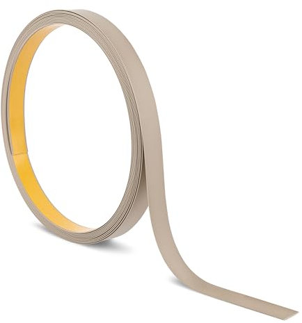 Quest Barre plate en plastique autocollant - Longueur : 10 m - Profilé en PVC pour construction et décoration (beige, 10 m x 20 mm)