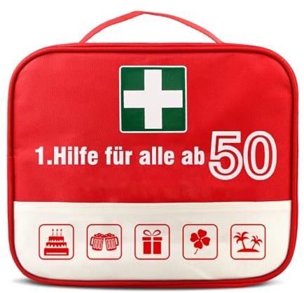 TUZELIYA Geschenk für 50 Geburtstag Mann Frau - 1. Hilfe Tasche zum 50. Geburtstag - Kreatives Geburtstagsgeschenk - Witzige Geschenke für Papa Ehemann Opa