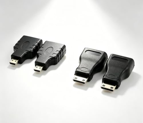 Set of 4, HMDI Adapter Set, 2x Mini and 2x Micro HDMI to Standard Converter