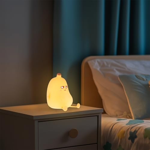 M mimotec - Lámpara de Mesita de Noche Táctil Infantil Led Banana, Temperatura Cálida 3000K, Diseño original con Acabado Opal, ideal para niños. LM9209