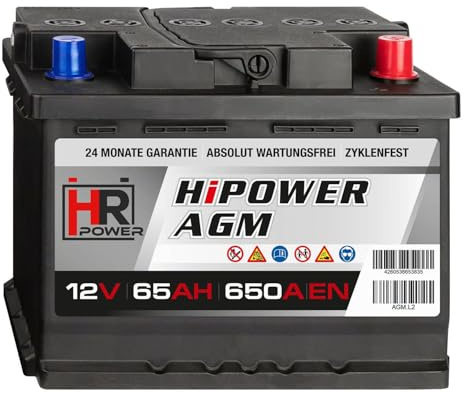Autobatterie 12V 65Ah 650A/EN AGM VRLA Start-Stop geeignet, Lange Lebensdauer dank geringer Selbstentladung