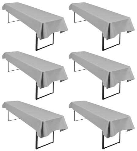 6 Stück Hellgrau Wasserfester Gebürstetes Biertisch Tischdecke 250 x 100cm Biertischtuch Geeignet für Familienfeiern Parties Bankette Bierzeltfestivals und andere Anlässe