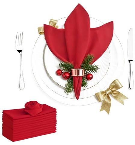 WAITER TREE Servietten rot Baumwolle Tuch Servietten 50 * 50 cm 12 Stück / 6 Stück weiches saugfähiges waschbares Serviettentuch für Abendessen Hotel Restaurant Partys