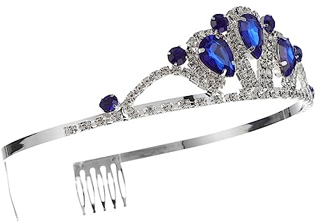 CALLARON Coroncina Sposa con Accessori per Nuziali Fascia Decorativa per Matrimonio e Feste Tiara con Pettini per Maggiore Stabilità Design Chic Blu