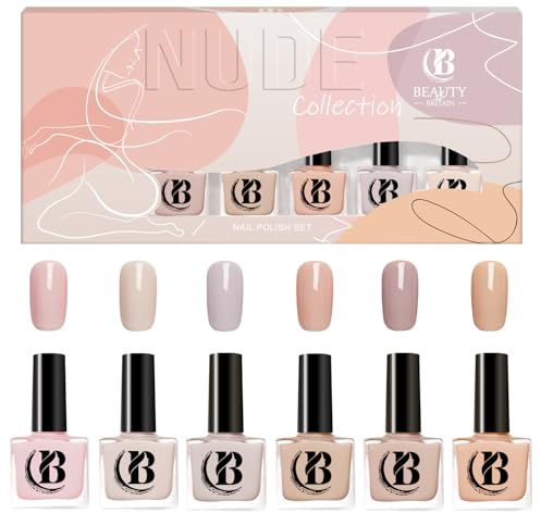 Beauty4Britain – Coffret de Vernis à Ongles Nude 6 Couleurs Neutres 10 ml – Séchage Rapide, Longue Tenue