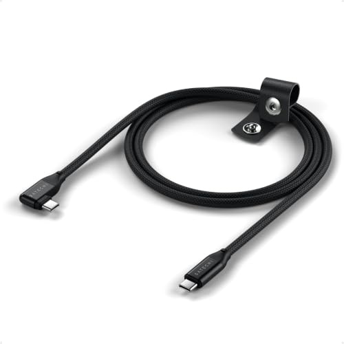 SATECHI Cable USB-C en Ángulo Recto, Carga 240W PD, 4K, Negro, 1m | Datos 20 Gbps, vídeo 4K@60Hz, trenzado, para iPhone 17, MacBook Air/Pro/Neo, iPad Air/Pro, portátiles Windows y más
