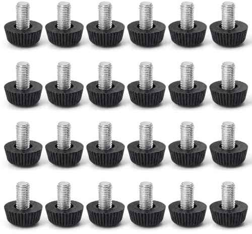 IUSOT 24 Stück Stellfüße M6 x 10 mm Nivellierfüße Höhenverstellbare Füße für Möbel Schwarz Rändelschraube M6 Möbelzubehör Möbelfüße Verstellbar Belastbar bis 100 kg für Tisch Stuhl Regal Schrank