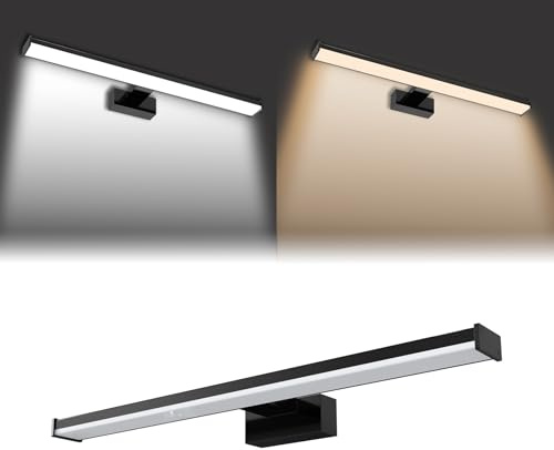 UISEBRT 10W 40cm LED Spiegellampe Badezimmer, Badlampe Wand aus Aluminium+Kunststoff, Schwarz Badlampe IP44 Badezimmer Lampe für Wandbeleuchtung und Spiegel Beleuchtung, Kaltweiß