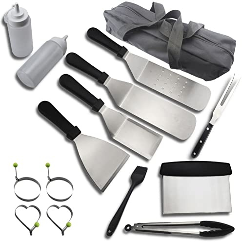 WDWDW 15 PCS BBQ Grill Tools Set,Stainless Steel Grilling Kit,Complete Grilling Accessories in Portable Bag for Outdoor