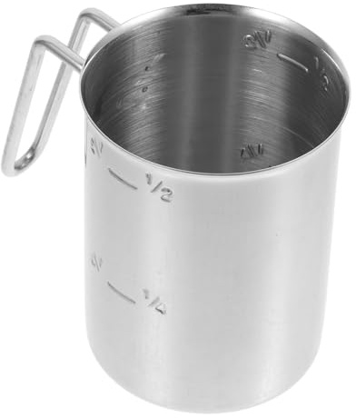 LALADEFIEE Taza Medidora de Arroz de Acero Inoxidable con Mango Vaso Graduado para Ingredientes Secos y Líquidos Herramienta Multifuncional para Cocina y Olla Arrocera