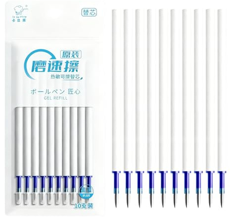 10 Stück Radierbare Ersatzminen, 0,5mm Blau Gelschreibermine (11cm) | Radierbare Ersatzminen, Kompatibel mit Kugelschreiber Radierbar, Nachfüllminen mit löschbare Tinte für Schule und Alltag